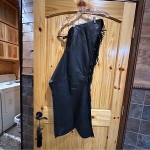 #2. Custom Made Black Top Grain Woods Western Smooth Out Chaps